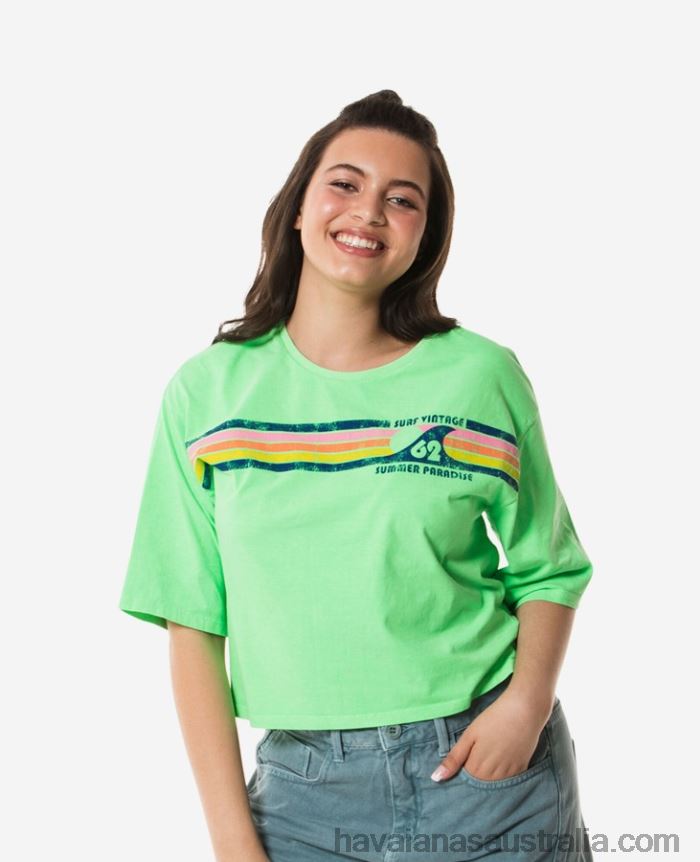 T-shirt Havaianas Cropped Stripes 62 Vintage NEON GREEN