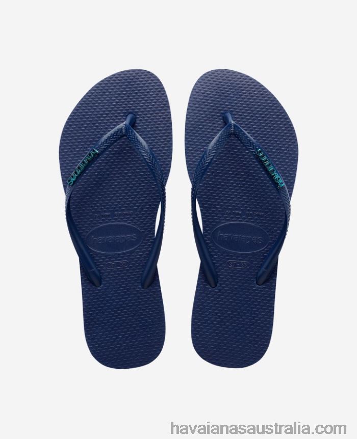 Havaianas Slim Logo Metallic NAVY BLUE