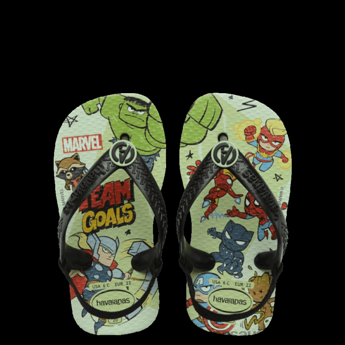 Baby Marvel Flip Flops Green Garden