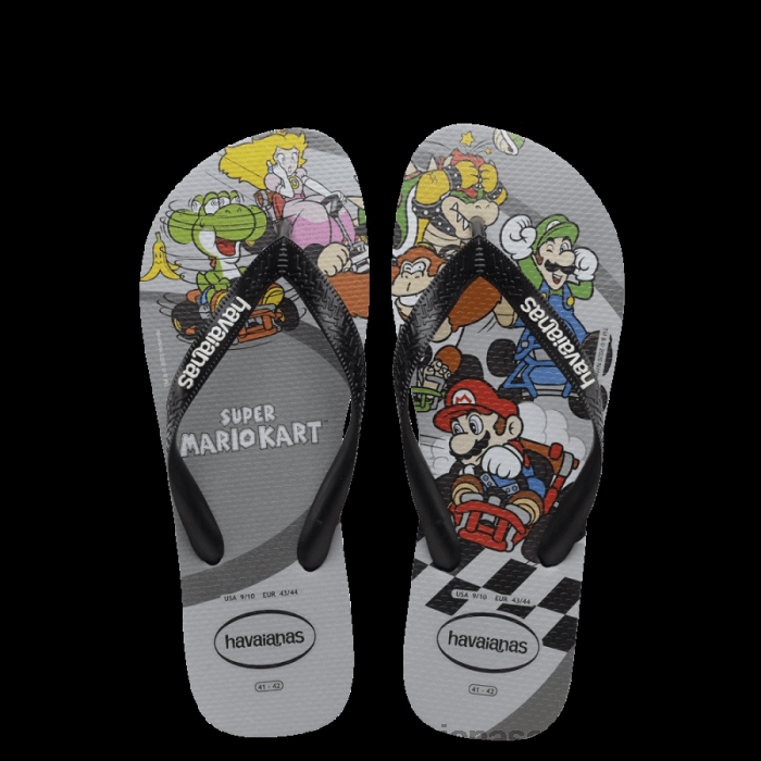 Kids Mario Brothers Flip Flops Steel Grey