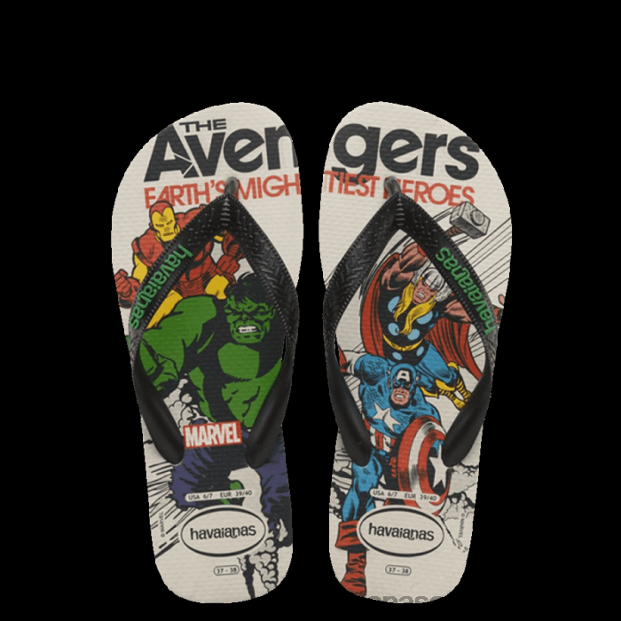 Kids Top Marvel Flip Flops Ice Grey (Avengers)