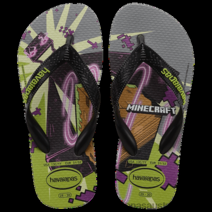 Kids Top Minecraft Flip Flops OLIVE