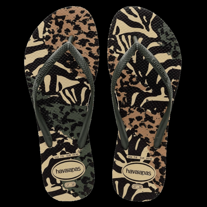 Slim Animals Flip Flops Green Olive