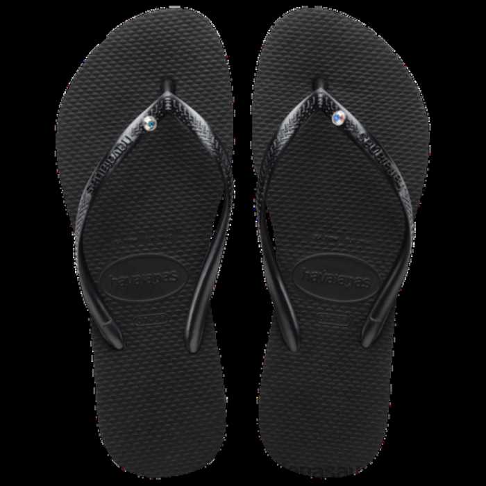 Slim Crystal SW II Flip Flops BLACK