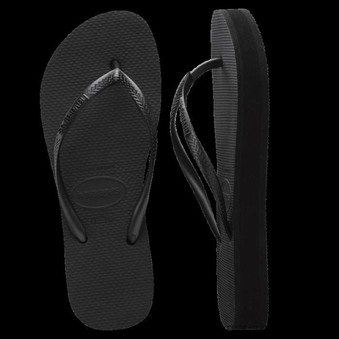 Slim Flatform Thongs Black