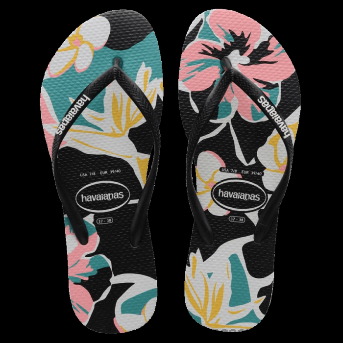 Slim Floral Basic Flip Flops