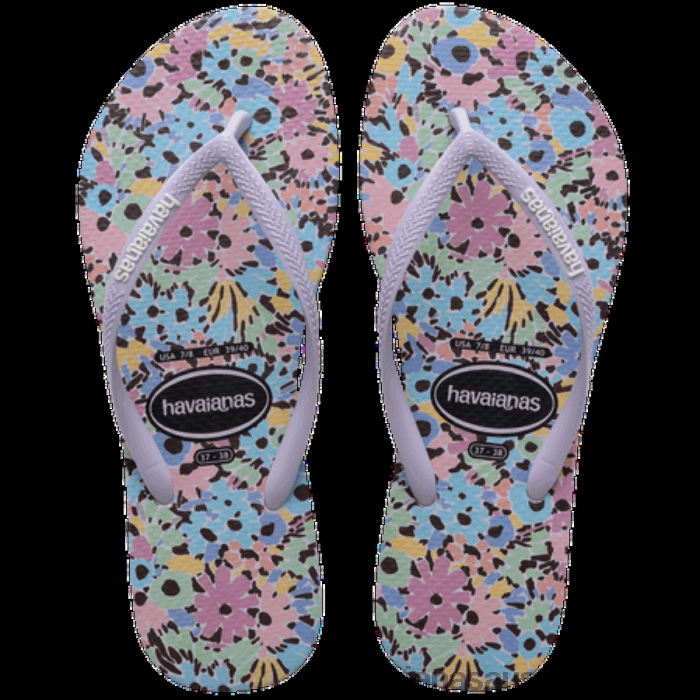 Slim Floral Romantic Flip Flop QUIET LILAC