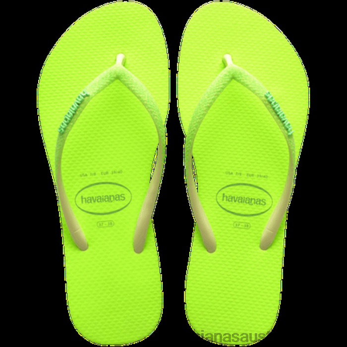 Slim Glitter Neon Flip Flops LIME GREEN
