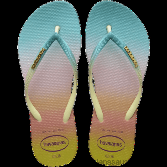 Slim Gradient Sunset Flip Flops LIME GREEN