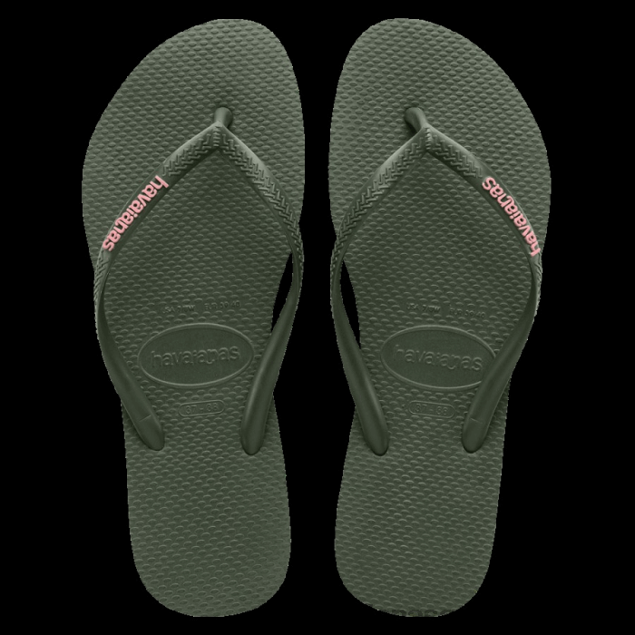 Slim Logo Pop Flip Flops Green Olive