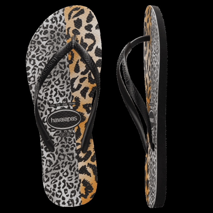 Slim Print Mixed Thongs Black