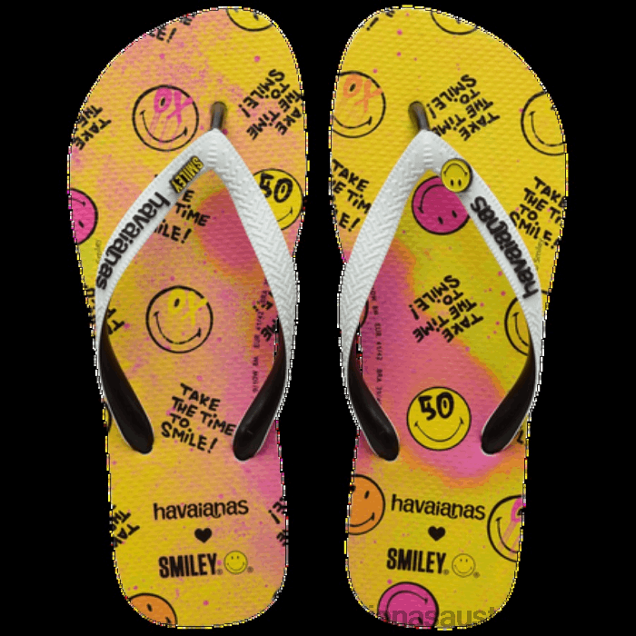 Smiley 50th Anniversary Flip Flops BLACK