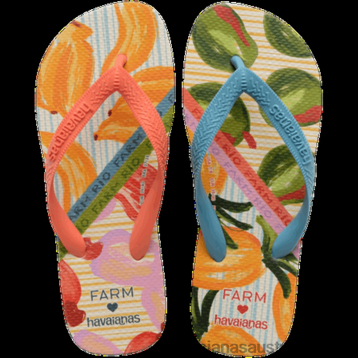 Top Farm Fruit Linen Flip Flops ORANGE CITRUS