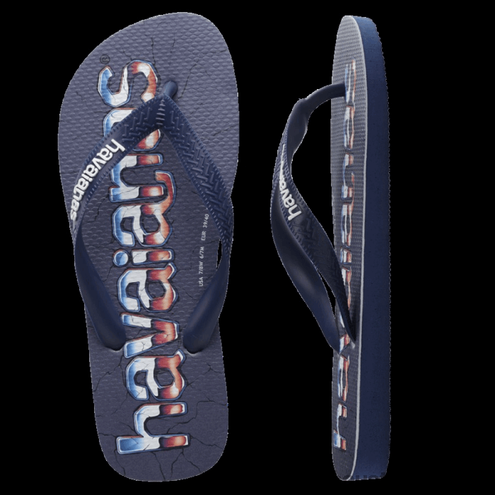 Top Logomania Print Thongs Navy Blue
