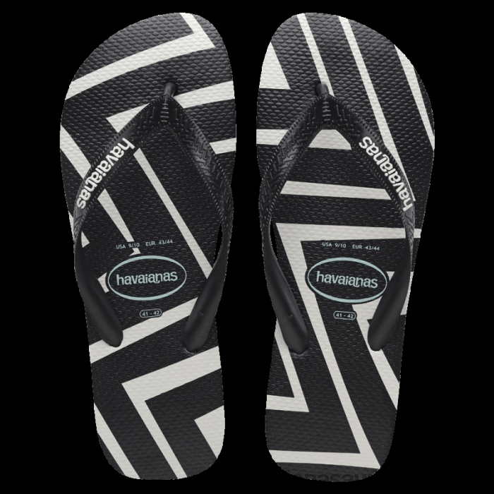 Top Zig Zag Flip Flops Black